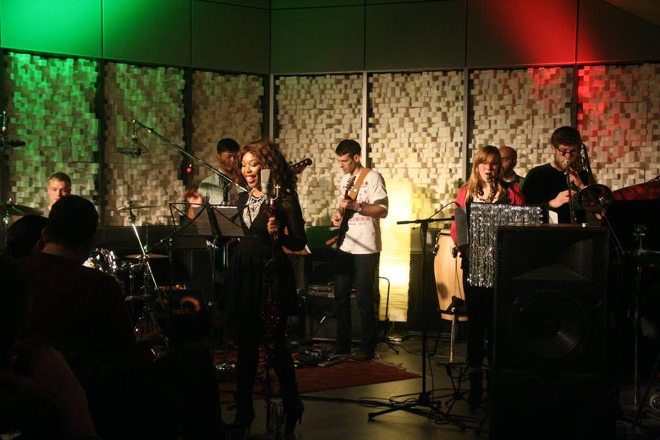 Nonhle-Beryl-studio-recording-live-band-christmas-album-performance 